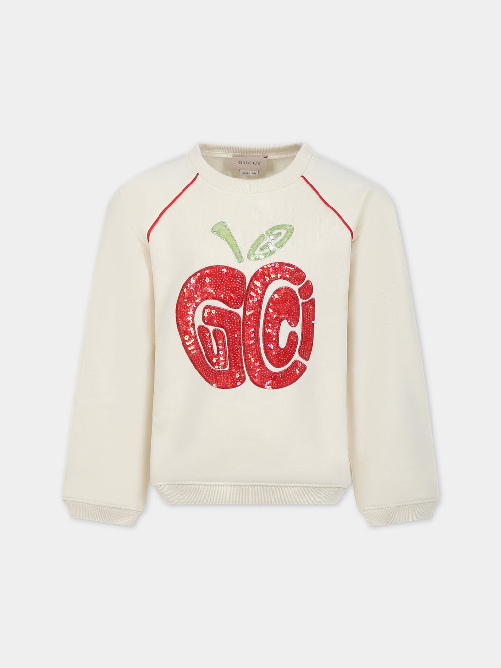 Ivory sweatshirt for girl with logo